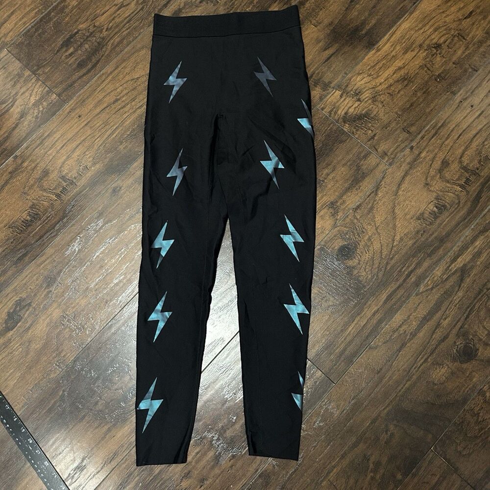Ultracor Women Ankle Jeggings Black Lightning Bolt Graphic Print Size Large